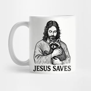 Jesus Saves Raccoon Religious Humor Meme Mug